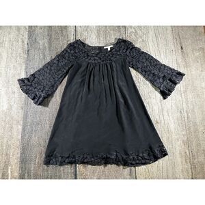 Rebecca Taylor Top Women's Black Vine Leaf Patterned Shear Blouse Size 2